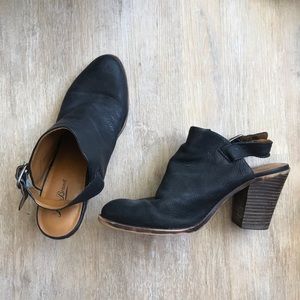 Lucky Brand Leather High Heel Mules with Buckles